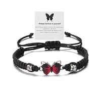 Meztole Bracelet papillon « Always Believe in Yourself » - Bracelet à breloques papillon mignon pour femme - Bracelet réglable en corde tressée - Bracelet papillon porte-bonheur d'amitié assorti