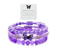 Meztole Bracelet papillon « Always Believe in Yourself » - Joli bracelet à breloques pour femme - Corde tressée réglable - Bracelet porte-bonheur assorti d'amitié, adjustable, Corde, Pas de gemme