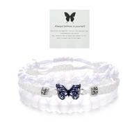 Meztole Bracelet papillon « Always Believe in Yourself » - Joli bracelet à breloques pour femme - Corde tressée réglable - Bracelet porte-bonheur assorti d'amitié, adjustable, Corde, Pas de gemme