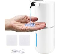 Mezzar Automatique Distributeur de Sapone, 380 ML Rechargeable Liquide Distributeur de Savon Mural avec Capteur de Mouvement Infrarouge pour Bagni e Cucine Blanc