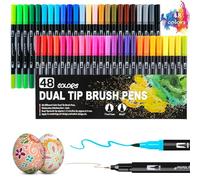 Mezzar Feutres Coloriage, 48 Couleurs Feutres Double Pointe Feutres Aquarelle Stylos Pointe 0.4mm et 1-2mm Stylo Dessin Adulte Enfants pour Dessin Journal Doodling Scrapbooking Manga