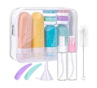 Mezzar Flacons de Voyage en Silicone, Flacon Voyage Rechargeable et Étanche Contenant Voyage Set de Bouteilles de Voyage, pour Shampoing, Lotion, Cosmétiques (Couleur)