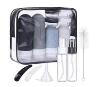 Mezzar Flacons de Voyage en Silicone, Flacon Voyage Rechargeable et Étanche Contenant Voyage Set de Bouteilles de Voyage, pour Shampoing, Lotion, Cosmétiques (Noir)