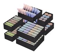 Mezzar Lot de 8 Organisateur Tiroir de Sous Vetement, Rangement de Sous-Vêtements Pliables Séparateurs de Tiroirs Non-Tissé pour Soutiens-gorge, Culottes, Chaussettes et Cravates Noir