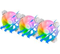 Mf-3Ar,Kit 3X Ventilateurs 120Mm Fdb,Pales Inversées,Éclairage Argb 360° Sans Cadre,Anneau Lumineux Complet,Ventilateurs Pc Compatibles Argb,Double Connecteur,Blanc