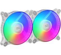 Mf-Duo,Kit 2 Ventilateurs Frgb Rainbow 360°,Ultra-Silencieux,Double Connexion 3Pin+4Pin,Blanc