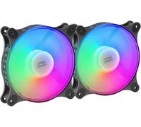 MF-Duo, Kit 2 Ventilateurs FRGB Rainbow 360°, Ultra-Silencieux, Double Connexion 3PIN + 4PIN, Noir