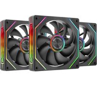 Mf-Linkfinitykit2,Kit 3X Ventilateurs Modulaires Pwm 12Cm,Éclairage Argb Infinity Mirror,Système Modulaire Linkfinity,Connexion Magnétique,Configuration Flexible 2+1 Sans Câble,Noir