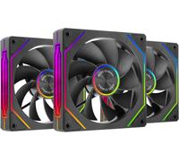 Mf-Linkfinitykit2R,Kit 3X Ventilateurs Modulaires Pwm 120Mm À Pales Inversées,Éclairage Argb Infinity Mirror,Système Modulaire Linkfinity Magnétique,Configuration Flexible 2+1,Noir