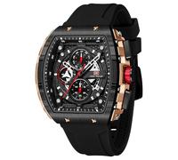 MF MINI FOCUS Men's Watch Fashion Tonneau Wrist Watches (Chronograph/Waterproof/Luminous/Calendar) Silicon Strap Quartz Watch for Men