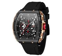 MF MINI FOCUS Montre pour homme avec bracelet en cuir marron - Montre analogique à quartz étanche multifonction avec affichage de la date, K-Gold noir, sport, affaires