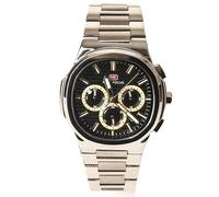 MF MINI FOCUS Montre pour homme d'affaires (chronographe/étanche/lumineuse/calendrier/24 heures) - Grand cadran en acier inoxydable, bleu ciel