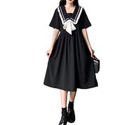 Mfacl Juce Lolita Jupe Robe d'été Robe Noire Robe Noire Femmes Summer Bow 2021 Élégante Robe Vintage Navy Kawaii Sweet Patchwork Sundwork Sundress Lolita Preppy Style Tenue