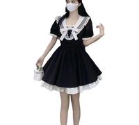 Mfacl Mignon Lolita Robe Jupe Robe d'été Robes Femmes Kawaii Noir Mini Robe Bouffante Manches Sexy soirée Robes Harajuku 2021 Robes de Printemps été (Color : Black, Size : M)