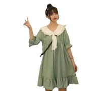 Mfacl Mignon Lolita Robe Jupe Robes d'été collège Lolita Style Femme Robes Jaunes (Color : Army Green, Size : Large)