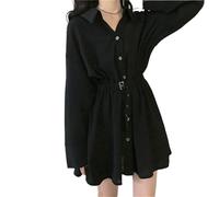 Mfacl Mignonne Robe Lolita Robe Femmes Robe coréenne Elastic Taille Vintage Vestidos Lanterne Manche Tendance Preppy Filles Robes (Color : Black, Size : M)