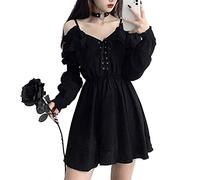 Mfacl Robe Mignon Lolita d'Été Femme Plus Size Dentelle Automne Sexy Taille Haute Épaule à Manches Longues Gothique Vêtements