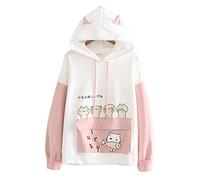 Mfacl Sweatshirt Sweatshirt Kawaii Hoodie Harajuku Sweets Japonais Japonais Fish Cute Cat Sweat à Capuche pour Filles Soft Streetwear Femmes Top (Color : Long Sleeve, Size : L)