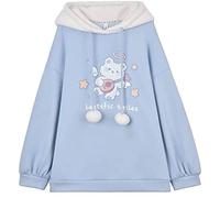 Mfacl Sweatshirt Sweatshirt Vêtements Automne Kawaii Lolita Lolita Sweat à Capuche Solide à Manches Longues Sweats à Capuche à Capuche à Capuche Pull en Velours (Color : Blue, Size : M)