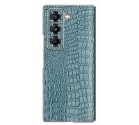 MFAOSHI Clapet Coque pour Samsung Galaxy Z Fold 7, Véritable Cuir Crocodile Motif Galvanisé Étui Magnétique Fermeture Protection Housse,Vert,Z Fold 7