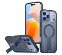 MFAOSHI Magnétique Coque pour iPhone 17 Pro Max/17 Pro/17 Air/17, Mince Translucide Dissipation de Chaleur Housse avec Métal Béquille Étui,Bleu,17 Pro