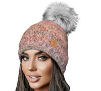 MFAZ Morefaz Ltd Bonnet d'hiver pour femme en laine mohair avec pompon - - Taille Unique