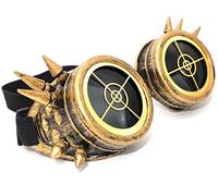 MFAZ Morefaz Ltd Cyber De Soleil des Lunettes de Soudage Welding Goggles LED Steampunk Antique Cosplay Sunglasses Round Glasses Party Fancy Dress (Gold Cross)