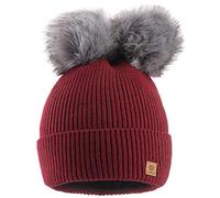 MFAZ Morefaz Ltd Femme Chapeau d'hiver Beanie Chapeau Double Pom Pom Hat Bonnet
