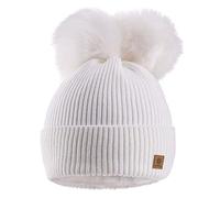 MFAZ Morefaz Ltd Femme Chapeau d'hiver Beanie Chapeau Double Pom Pom Hat Bonnet