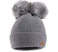MFAZ Morefaz Ltd Femme Chapeau d'hiver Beanie Chapeau Double Pom Pom Hat Bonnet (Grey)