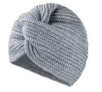 MFAZ Morefaz Ltd Femme Foulard Bonnet Laine de Mohair Bandana Twist Turban pour Cancer Chimie Perte de Cheveux Islamique (Grey)