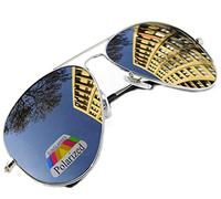 MFAZ Morefaz Ltd Homme Femme Pilot Miroir Polarisée Lunettes de Soleil Lunettes de Cas Lentille Miroir (A Silver Miroir)