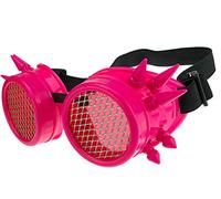 MFAZ Morefaz Ltd Welding Cyber Goggles De Soleil des Lunettes de Soudage Steampunk Antique Cosplay Sunglasses Round Glasses Party Fancy Dress (Pink Spikes-Grid)