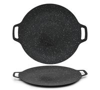 MFBJXC Poêle à barbecue coréenne avec revêtement anti-adhésif à 6 couches, plaque de cuisson ronde de 35,6 cm pour induction, cuisinière à gaz, table de cuisson électrique, barbecue intérieur ou