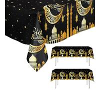 MFCGHXR Nappe Plastique Rectangulaire Noire - Décoration Parfaite pour Eid Mubarak - Jetable, Étanche et Stylish - 274 x 137 cm