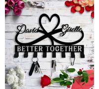 MFCHICIFY Porte-clés mural personnalisé pour nom de couple, porte-clés en métal en forme de cœur infini avec crochets, cadeau de pendaison de crémaillère pour couples, cadeaux de Noël, d'anniversaire