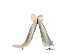 MFESFCS Nœud pour Cime D Arbre Large Bow Tie Hanging Pendant Bow Decor DIY Outdoor Bowknot PartyDecor(Silk White)
