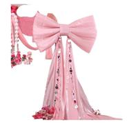 MFESFCS Nœud pour Cime D Arbre Pink Iridescent Giant Bow Wall Backdrop Decor for Birthday Wedding Party Background Stage Setup Event Ribbon Decoration(E Sequined,80cmx60cm 4m)