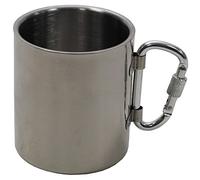 MFH Fox Outdoor Tasse en acier inoxydable avec mousqueton, double paroi, 300 ml, poignée pliable