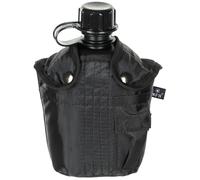 MFH | gourde en plastique US | 1 litre | noir | sans BPA | gourde avec housse