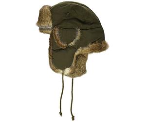 MFH Hiver Cap Olive avec Fourrure de Lapin Brun
