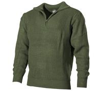 MFH Navy Pull Homme Acryliques 1/4 Zip Pullover Tactique Armée OD Vert