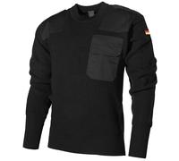 MFH Pull BW Homme Décontractée Militaire Randonnée Chaud Travail Tricoté Noir