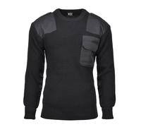MFH Pull Commando Homme Laine Renforcé Tricot Militaire Col Rond Noir