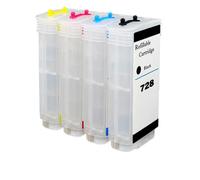MFHgLKT Cartouche d'encre Rechargeable Vide 130ML, Compatible avec Les imprimantes 728 DesignJet T730 T830(4 Colors No Chip)