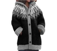Mfhmom Gilet Long Femme Automne Veste Mi-Saison Grosse Maille À Capuche Cardigan Nordique Ample Chandail Hauts Douillet Casual Streetwear Filles Dames Maternité Grandes Tailles Extérieur