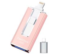 MFi - Clé USB certifiée 256 Go pour iPhone et iPad, clé photo pour stockage de mémoire externe, sauvegarde et enregistrement faciles de photos et de vidéos - Clé USB pour iPhone/iPad/Android/PC (rose