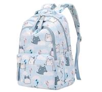 Mfikaryi Sac à dos décontracté avec motif chat mignon pour adolescent, école primaire, sac à dos pour étudiants, sac à livres pour filles et garçons, bleu ciel, Backpack Only, Sacs à dos de jour