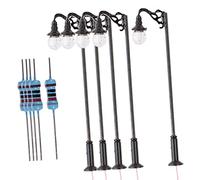 MFMEXUL 5 Pièces Lampadaire Modèle Chemin de Fer LED Miniature Métal 3V Adapté à Modélisme Architecture Micro Jardin Maquette, Style 2