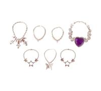 MFMEXUL 7 Pièces Collier Miniature Poupée Figurine Accessoire Action Décoratif En PP Convient pour Collection D'Enfants Jeu de Rôle Création DIY Décoration Ma, Violet